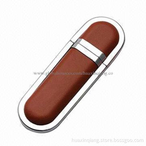 USB Memory Drive, Leather+Metal Materials, 512MB-64GB Capacity, Logo Design, 5-year Warranty/USB 2.0